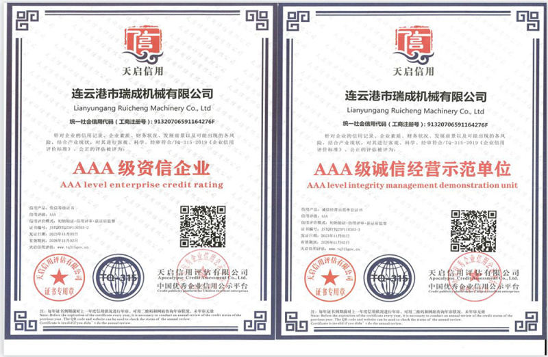 AAA級資信等級證書